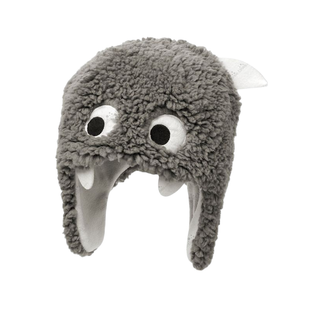 5/$35 Crazy 8 Boys Hat Sz 2-3 Yrs Monster Buddy Faux Sherpa Gray White Ear Flaps